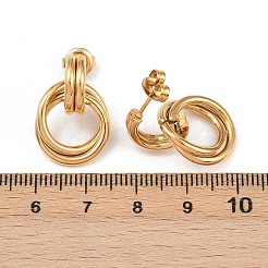 304 Stainless Steel Twist Ring Stud Earrings&nbsp;EJEW-P324-05G