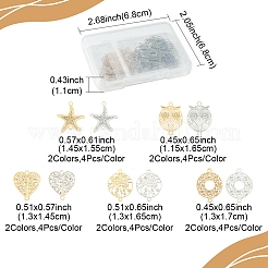 40Pcs 10 Styles Rack Plating Brass Hollow Out Connector Charms&nbsp;KKC-FS0001-03