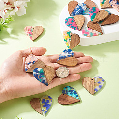 16Pcs 8 Colors Resin and Walnut Pendants&nbsp;FIND-TA0006-42