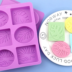 DIY Silicone Leaf Pattern Rectangle/Oval Soap Molds&nbsp;TREE-PW0001-48