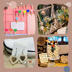 4 Styles Unfinished Wooden Heart Decoration Sheet&nbsp;WOOD-PH0003-27