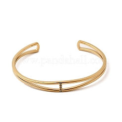304 Stainless Steel Micro Pave Cubic Zirconia Double Layer Cuff Bangle for Women&nbsp;BJEW-K303-01G