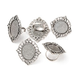 Vintage Adjustable Iron Flower Finger Ring Components Alloy Cabochon Bezel Settings&nbsp;PALLOY-O036-03AS