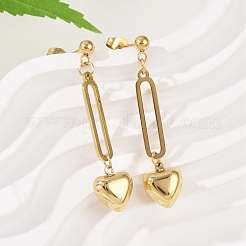 304 Stainless Steel Heart Dangle Stud Earrings&nbsp;EJEW-V004-01G