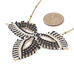 MIYUKI Japanese Seed Braided Leaf Pendant Necklace with Satellite Chains&nbsp;NJEW-MZ00017