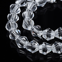 Transparent Faceted Glass Beads Strands&nbsp;GLAA-TAC0010-01A-01