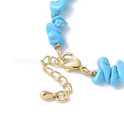 Brass Hexagon & Natural Dyed Howlite Chip Beaded Bracelet Making&nbsp;KK-F892-17G