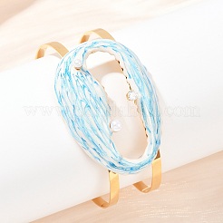 Shell Shape 304 Stainless Steel Enamel Cuff Bangles for Women&nbsp;BJEW-A049-04D-G