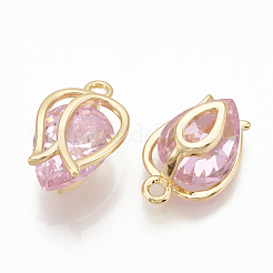Brass Cubic Zirconia Charms&nbsp;ZIRC-Q014-093G-06