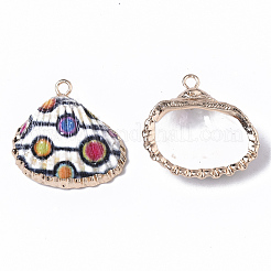 Electroplate Printed Natural Scallop Shell Pendants&nbsp;SSHEL-R047-04-A05
