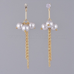 Eco-Friendly Glass Pearl Dangle Stud Earrings&nbsp;EJEW-JE03813-03