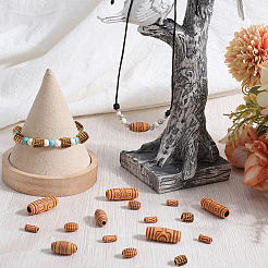 150Pcs 5 Styles Imitation Wood Acrylic Beads&nbsp;SACR-SC0001-38B
