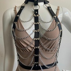 Imitation Leather Alloy Multi-Layered Chain Tassel Chest Chains&nbsp;FS-WG5C4BA-02