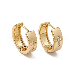 Clear Cubic Zirconia Cross Pattern Hoop Earrings&nbsp;EJEW-F294-09A-G