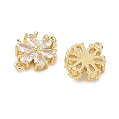 Brass Micro Pave Clear Cubic Zirconia Connect Charm&nbsp;KK-CBA74BF-11G