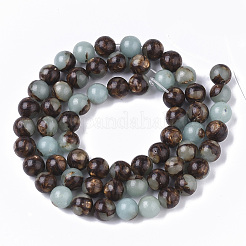 Assembled Synthetic Aqua Terra Jasper and Bronzite Beads Strands&nbsp;G-S366-024