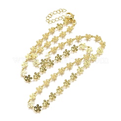 Brass Flower Link Chain Necklaces&nbsp;NJEW-M108-25G