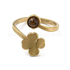 304 Stainless Steel with Natural Tiger Eye Ring Ion Plating(IP)&nbsp;RJEW-Z031-01E-02