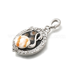 Brass Black Enamel Oval Pendants with Glitter Powder&nbsp;KK-K398-15P