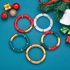 5Pcs 5 Colors Acrylic Curved Tube Stretch Bracelets Set&nbsp;BJEW-SW00069