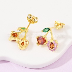 925 Sterling Silver Micro Pave Cubic Zirconia Stud Earrings&nbsp;EJEW-G440-01G
