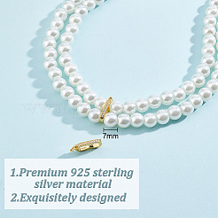 2Pcs Platinum Plated 925 Sterling Silver Rhinestone Twister Clasps&nbsp;FIND-GO0002-57