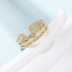 Brass Enamel Cuff Open Rings for Women&nbsp;RJEW-K264-07G