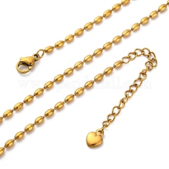 304 Stainless Steel Rice Chain Necklaces&nbsp;NJEW-Z057-06G