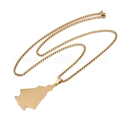 201 Stainless Steel Saint Benedict Medal Pendant Necklaces&nbsp;NJEW-K283-37G