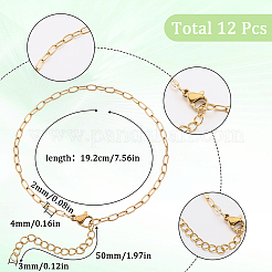 12Pcs 304 Stainless Steel Paperclip Chain Bracelets Set for Women&nbsp;BJEW-SC0001-21