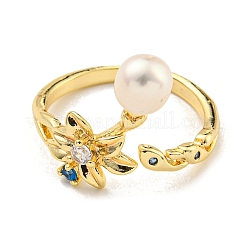 Natural Pearl Finger Ring&nbsp;RJEW-K265-06G