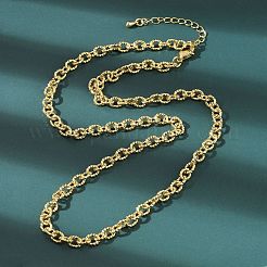 Brass Textured Cable Chain Necklaces&nbsp;NJEW-A042-12G-02