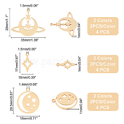 12Pcs 3 Style 201 Stainless Steel Pendants&nbsp;STAS-DC0003-07
