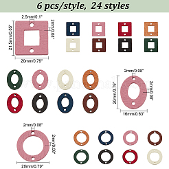 144Pcs 24 Styles Dyed Wood Connector Charms&nbsp;WOOD-PH0002-52