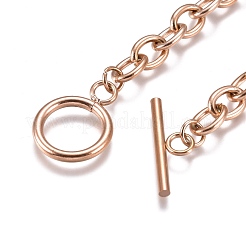 Unisex 304 Stainless Steel Cable Chain Bracelets&nbsp;BJEW-P245-39RG