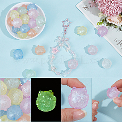 28Pcs 7 Colors Luminous Acrylic Beads&nbsp;OACR-PA0002-07