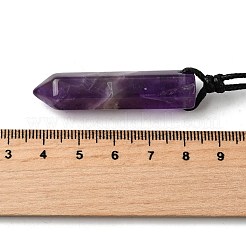 Natural & Synthetic Mixed Gemstone Faceted Bullet Pendant Waxed Cord Necklaces&nbsp;NJEW-Q030-01A