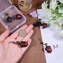 4Pcs Wood & Glass Pendant Decoration&nbsp;HJEW-CA00033