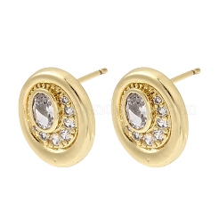 Brass Micro Pave Cubic Zirconia Stud Earrings&nbsp;EJEW-G471-13G-01