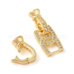 Rack Plating Brass Micro Pave Clear Cubic Zirconia Fold Over Clasps&nbsp;KK-S384-12G