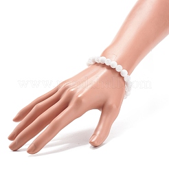 Natural White Jade & Synthetic Crackle Quartz Round Beaded Stretch Bracelet for Women&nbsp;BJEW-JB08528-03