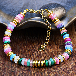 Synthetic Cherry Quartz &  Natural Amethyst & Synthetic Malachite Rondelle Beaded Bracelets&nbsp;FS-WGEAC01-01