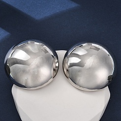 Brass Half Round Stud Earrings&nbsp;EJEW-Z125-01P