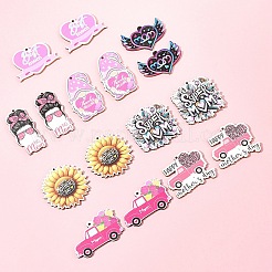 16Pcs 8 Styles Momther's Day Wooden Pendants&nbsp;WOOD-FS0001-38