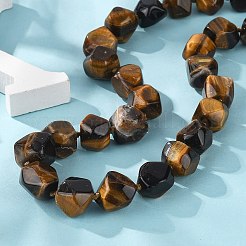 Natural Tiger Eye Nuggets Beaded Necklaces for Women Men&nbsp;NJEW-K388-01J