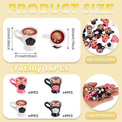 16Pcs 4 Colors Resin Coffee Model Ornaments&nbsp;AJEW-TA0002-79