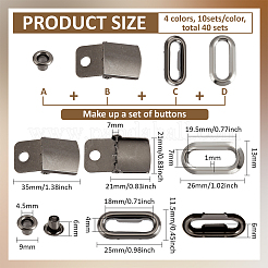 40Sets 4 Colors Iron Baseball Hat Cap Buckle Strap Clasp Clip Kit&nbsp;FIND-BC0014-11