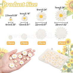 100Pcs 4 Styles Flatback Hair & Costume Accessories Ornaments Resin Flower Daisy Cabochons&nbsp;CRES-NB0001-37B