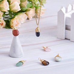 6Pcs 6 Styles Natural & Synthetic Gemstone Brass Pendants&nbsp;G-SZ0002-11