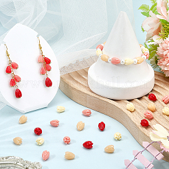 100Pcs 4 Colors Dyed Synthetic Coral Carved Beads&nbsp;CORA-SP0001-12